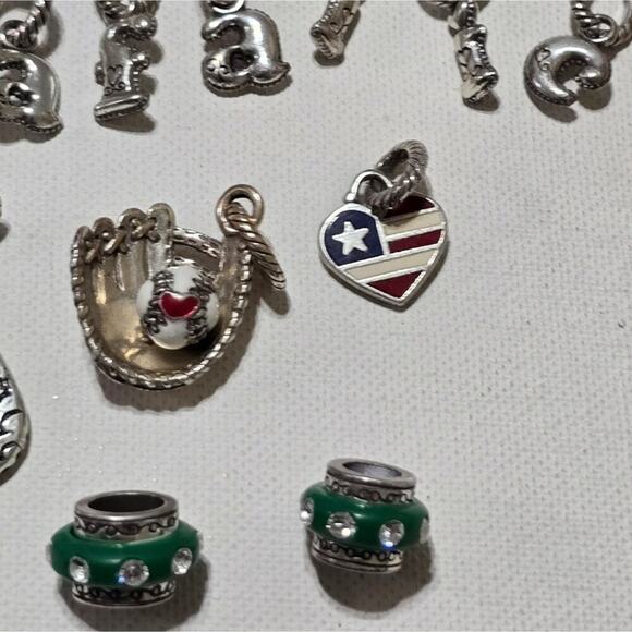 Brighton Bundle of Charms and Spacers Green Initial Angel baseball Glove Heart - Picture 5 of 7